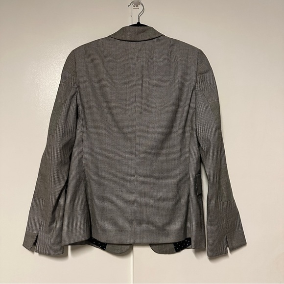 Akris Punto Wool Mix Pattern Check Gray Office Wear Button Front Blazer Size 10 - Picture 8 of 8